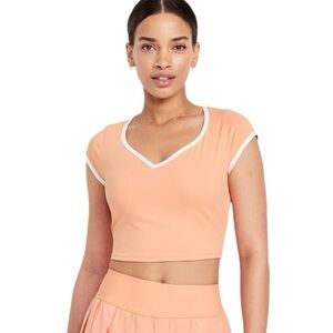 PowerSoft Ultra-Crop Ripe Apricot V-Neck Crop Top 2X